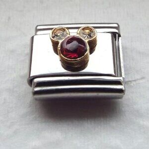 July birthstone mouse ears 9mm stainless steel Italian charm bracelet link new